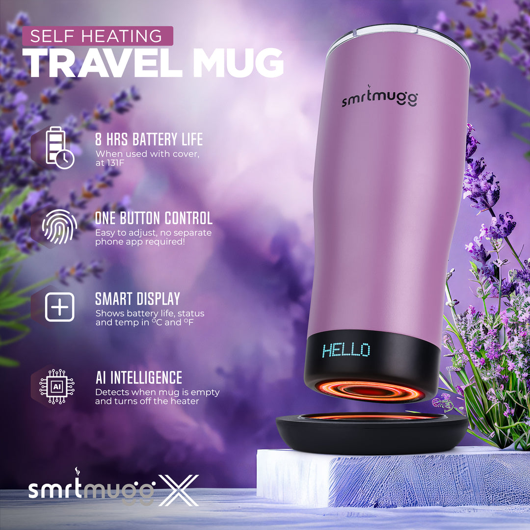 SmrtMugg X Lilac | Smart Heated Mug with LCD Display