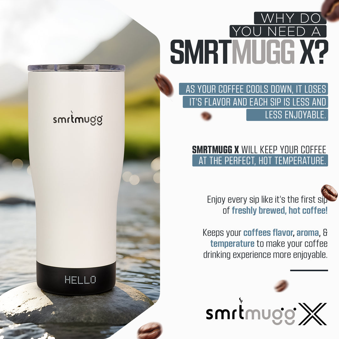 MUGIMUG 電気ポット ホワイト SmrtMugg X White | Smart Heated Mug for Coffee Lovers