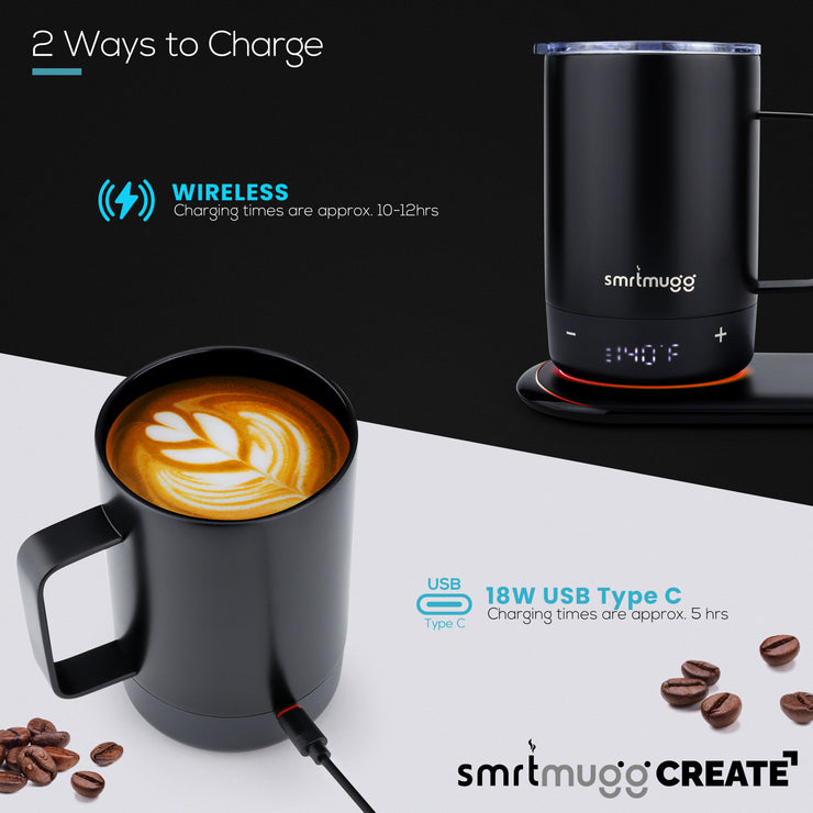 The Connected Shop Mug Warmer Wireless Charger - Cup Warmer, Mug Temperature Warmer, Wireless Charger Black