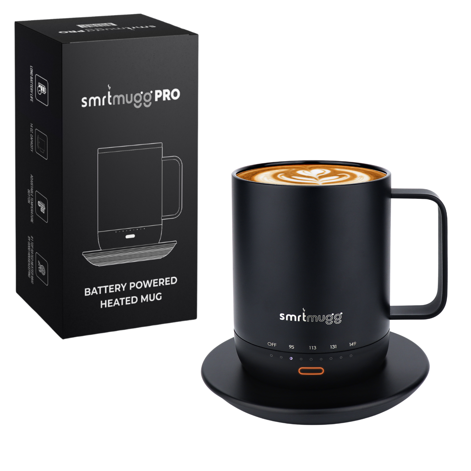 SmrtMugg Go Heated Coffee Mug, Travel Mug, 135 oz Smart Mug, Battery Powered Heated Coffee Mug, Great for Coffee and Tea, Snap O
